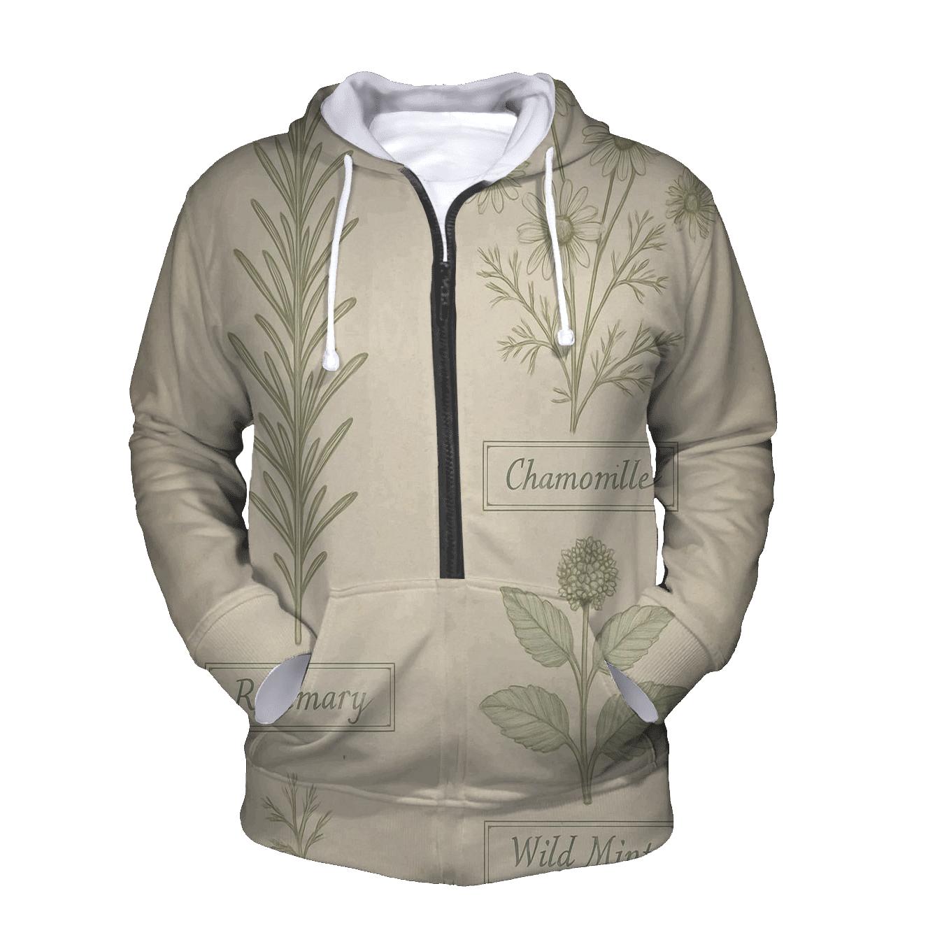 Vintage Botanical Herbarium Label Sheet printed hoodies