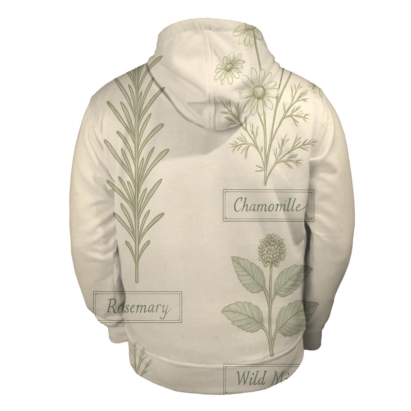 Vintage Botanical Herbarium Label Sheet printed hoodies