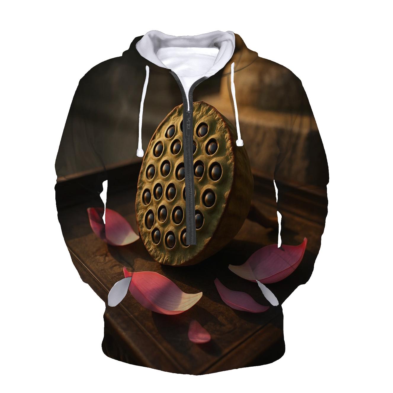 Lotus Seed Pod On Carved Temple Tray heavyweight hoodies