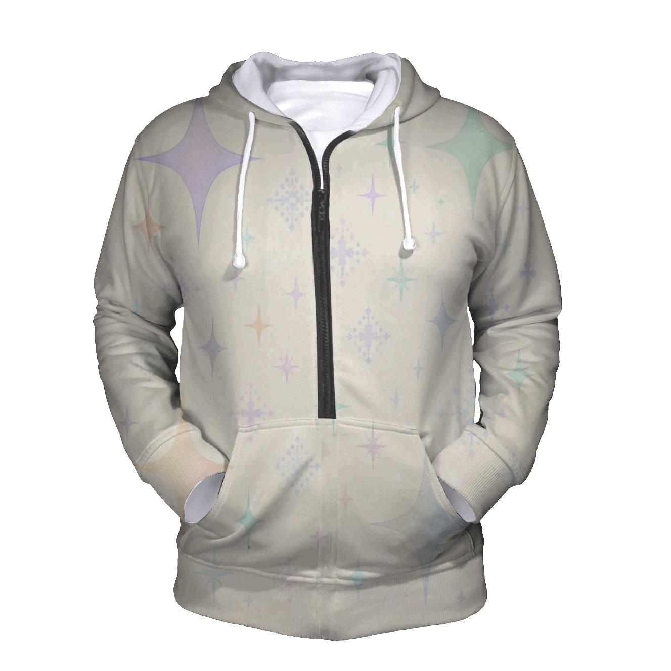 Pastel Holographic Star Garden zip-up hoodies