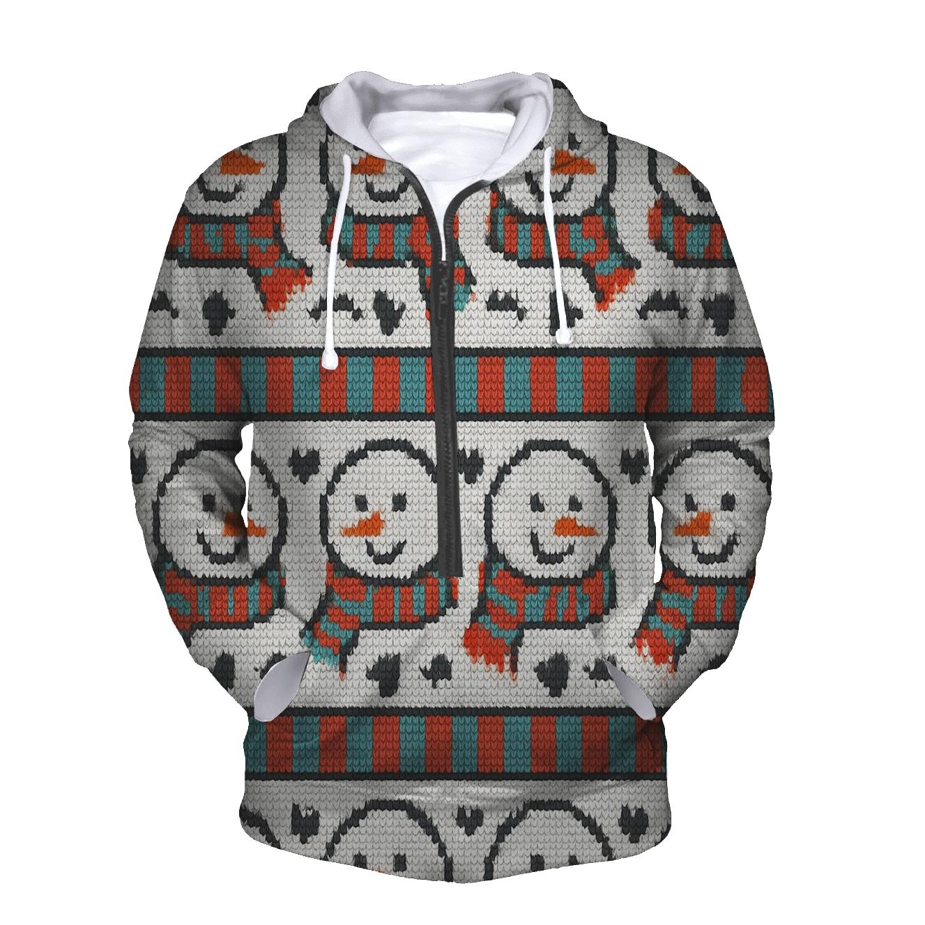 Snowman Scarf Polka Stripe Design heavyweight hoodies