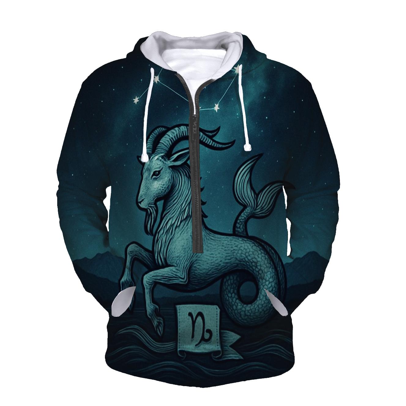 Capricorn Sea Goat Mountain Nebula Crest lightweight hoodies