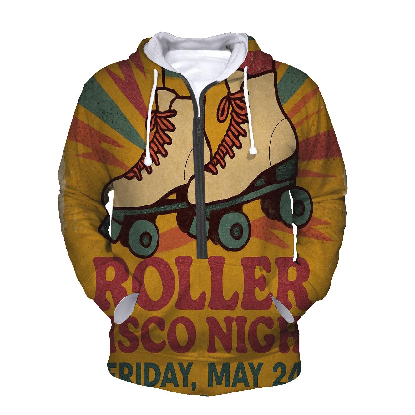 Distressed 1970s Roller Disco Night Flyer hoodie designs