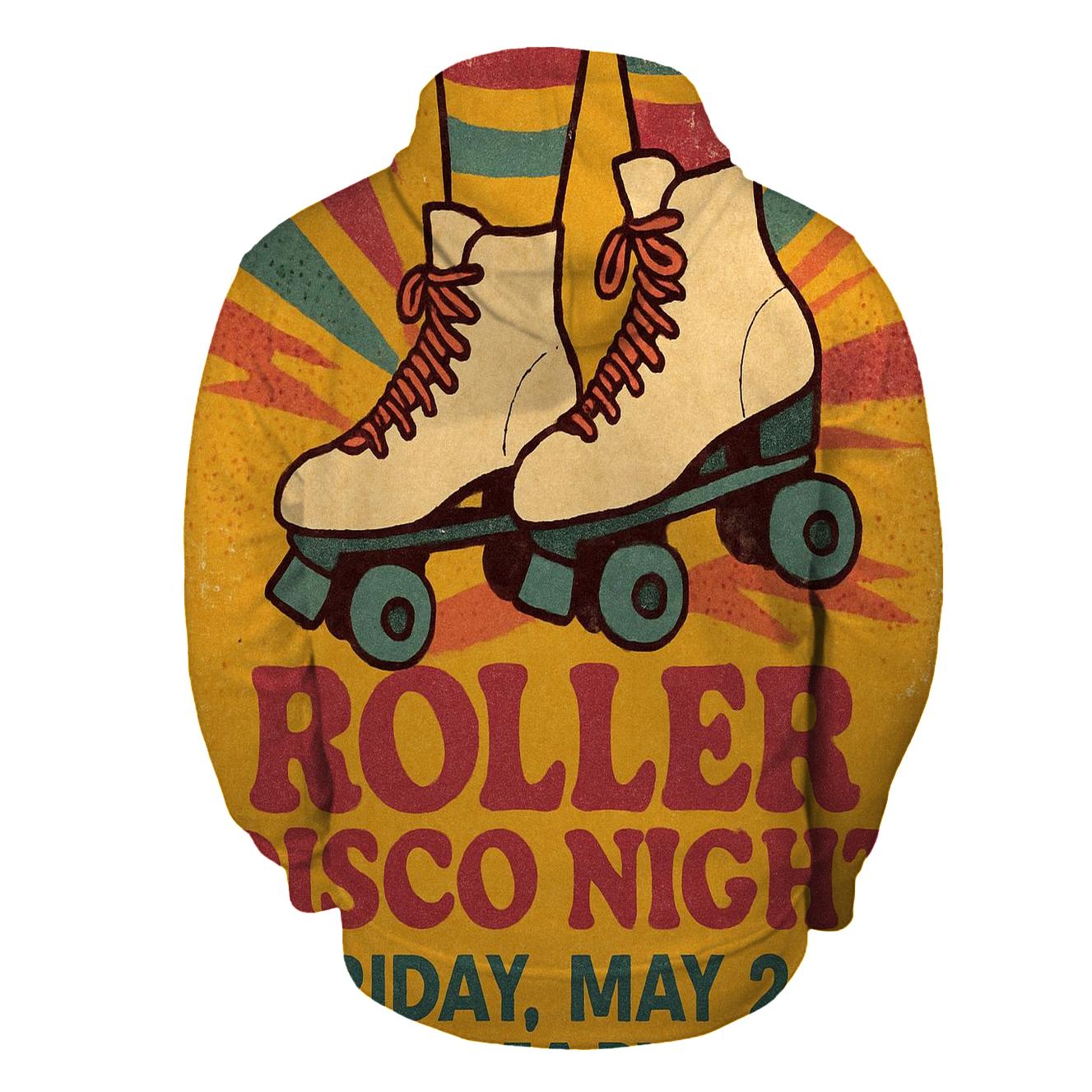 Distressed 1970s Roller Disco Night Flyer hoodie designs