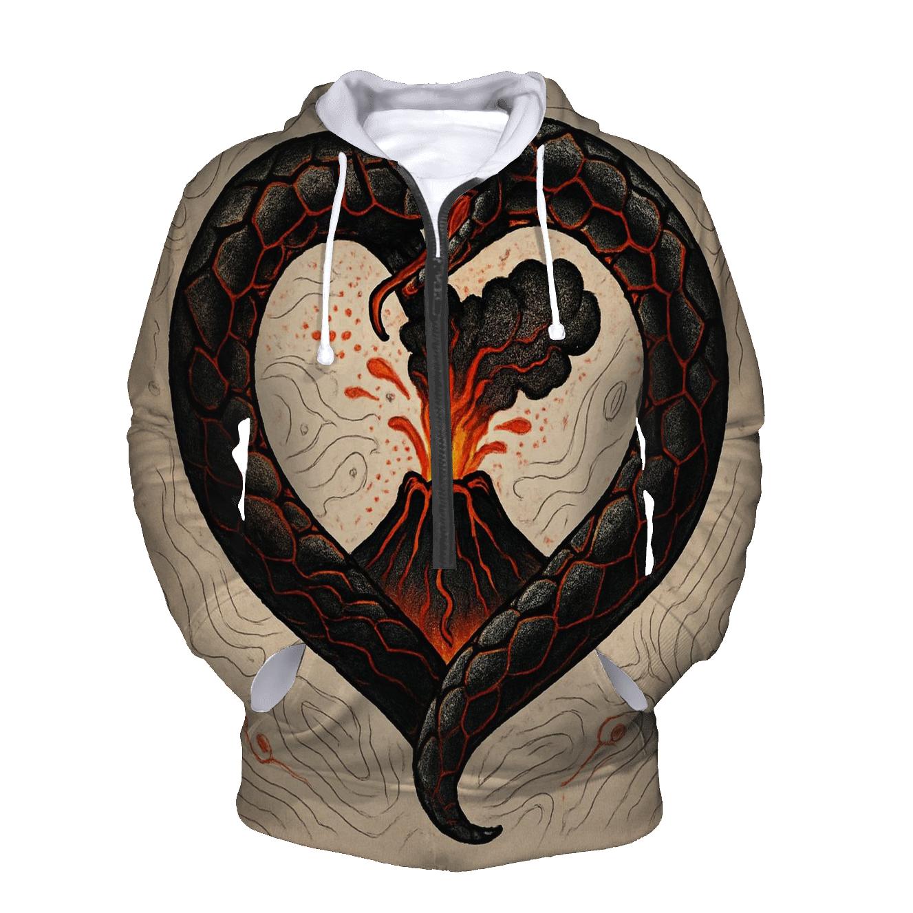 Volcanic Heart Ouroboros graphic hoodies