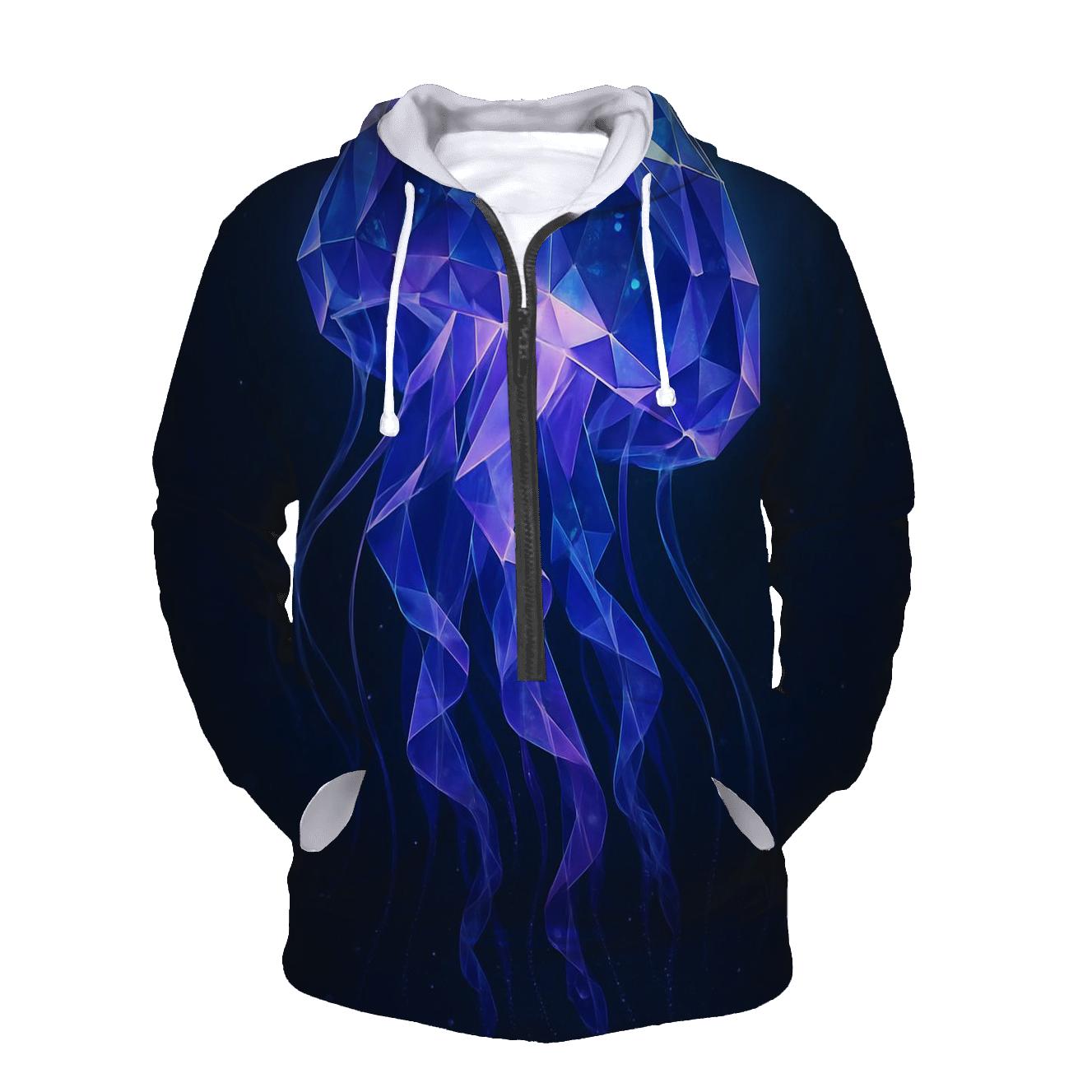 Crystal Jellyfish Deep Sea Bloom embroidered hoodies