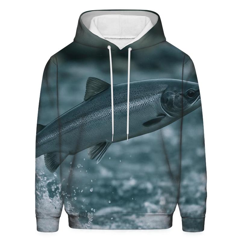 Riverglass Leap Atlantic Salmon printed hoodies