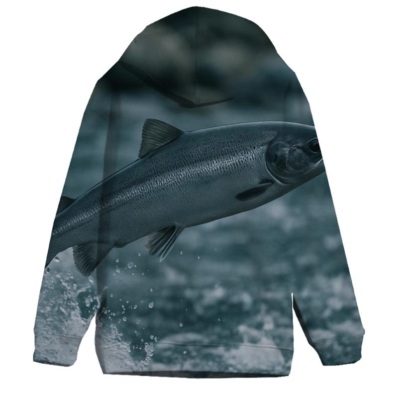 Riverglass Leap Atlantic Salmon printed hoodies
