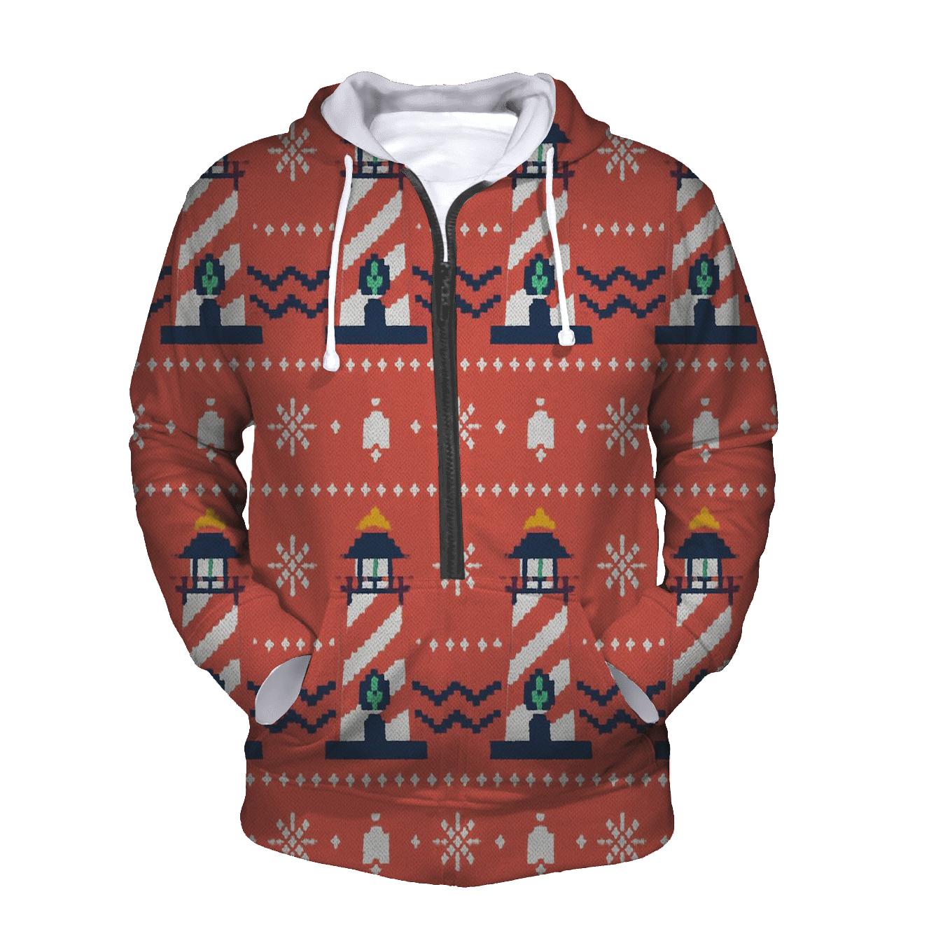 Candy Cane Lighthouse Stripe Design designer hoodies