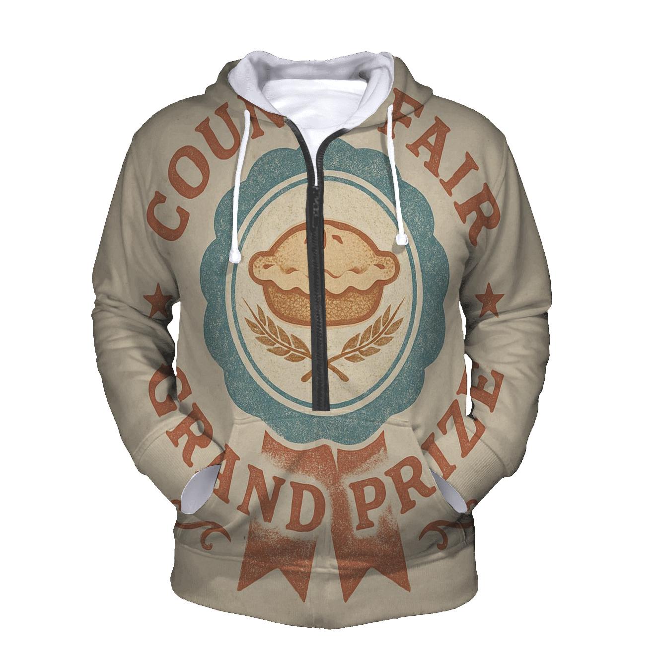 Retro Country Fair Prize Ribbon Emblem printed hoodies