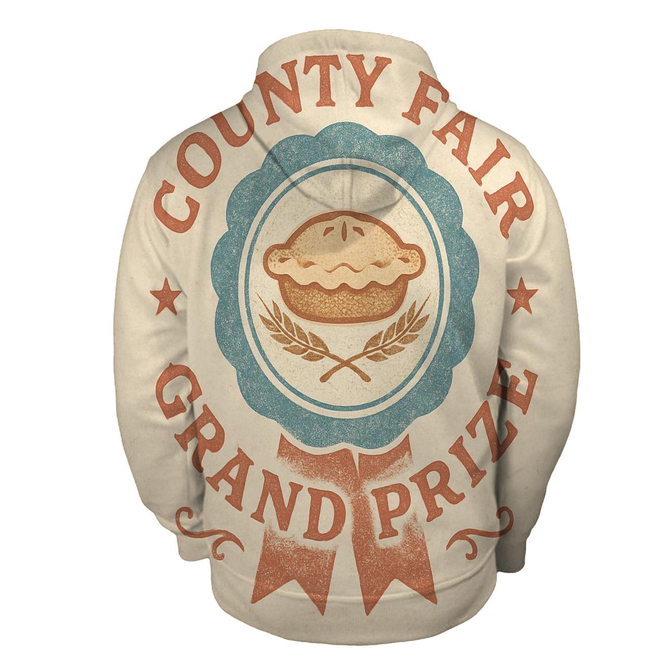 Retro Country Fair Prize Ribbon Emblem printed hoodies