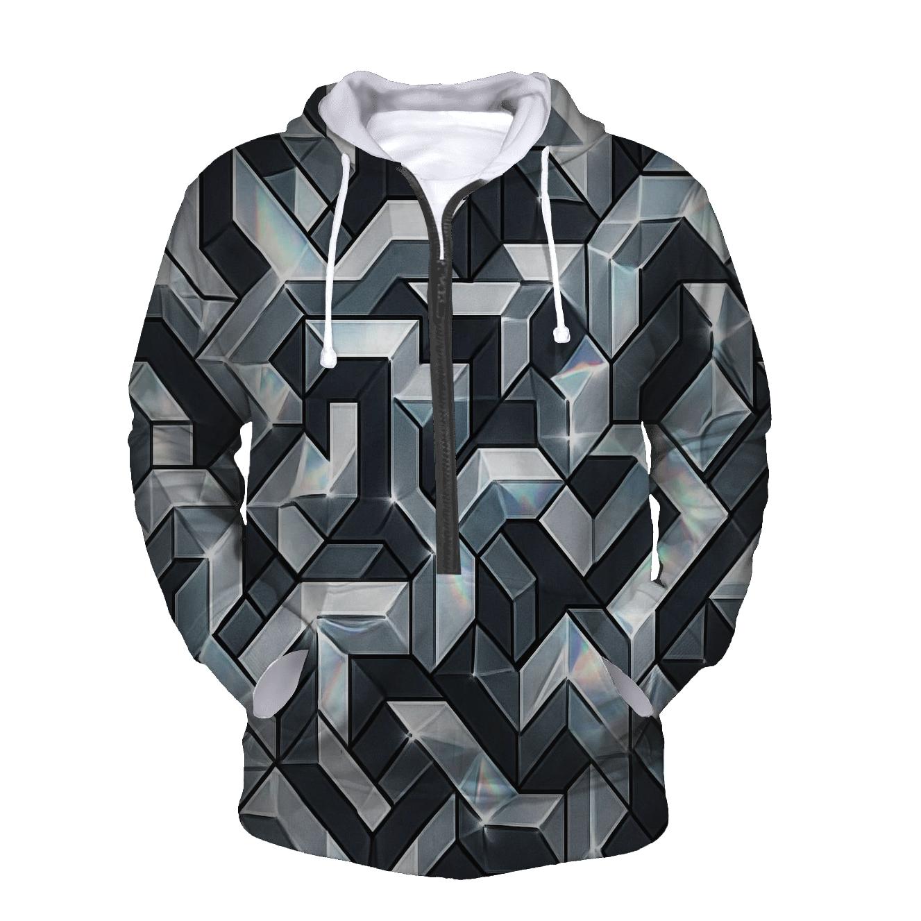 Holographic Facet Labyrinth printed hoodies