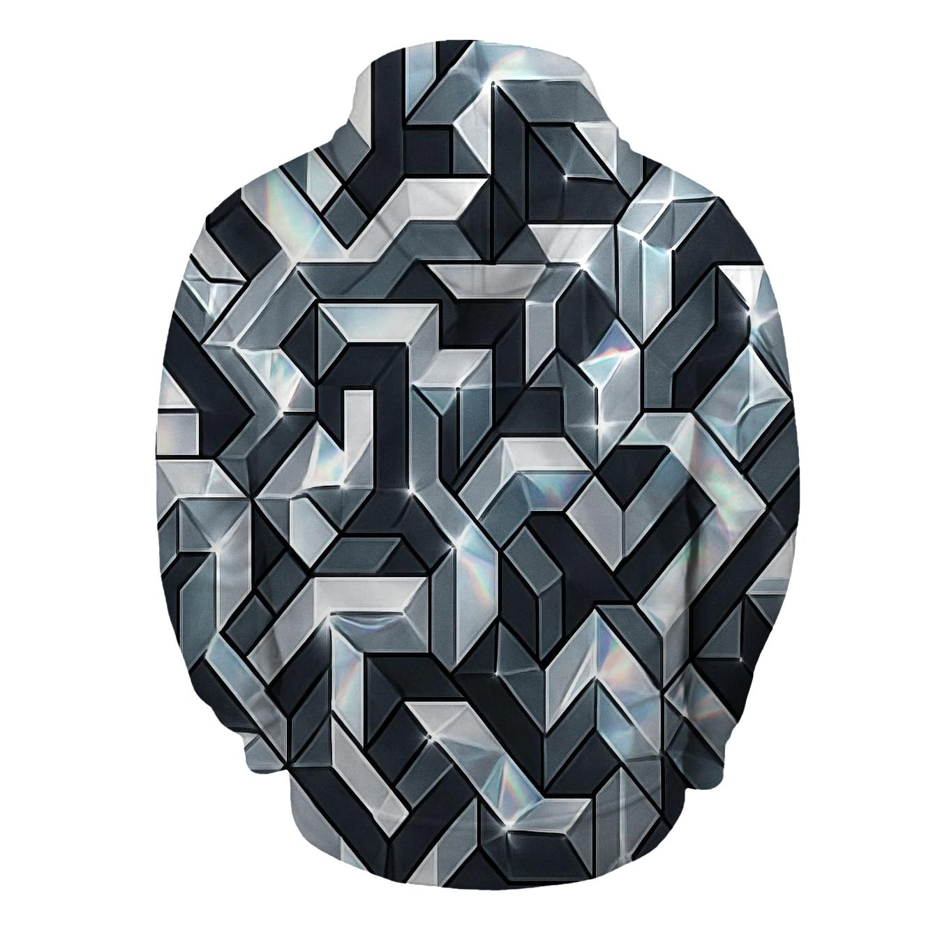 Holographic Facet Labyrinth printed hoodies