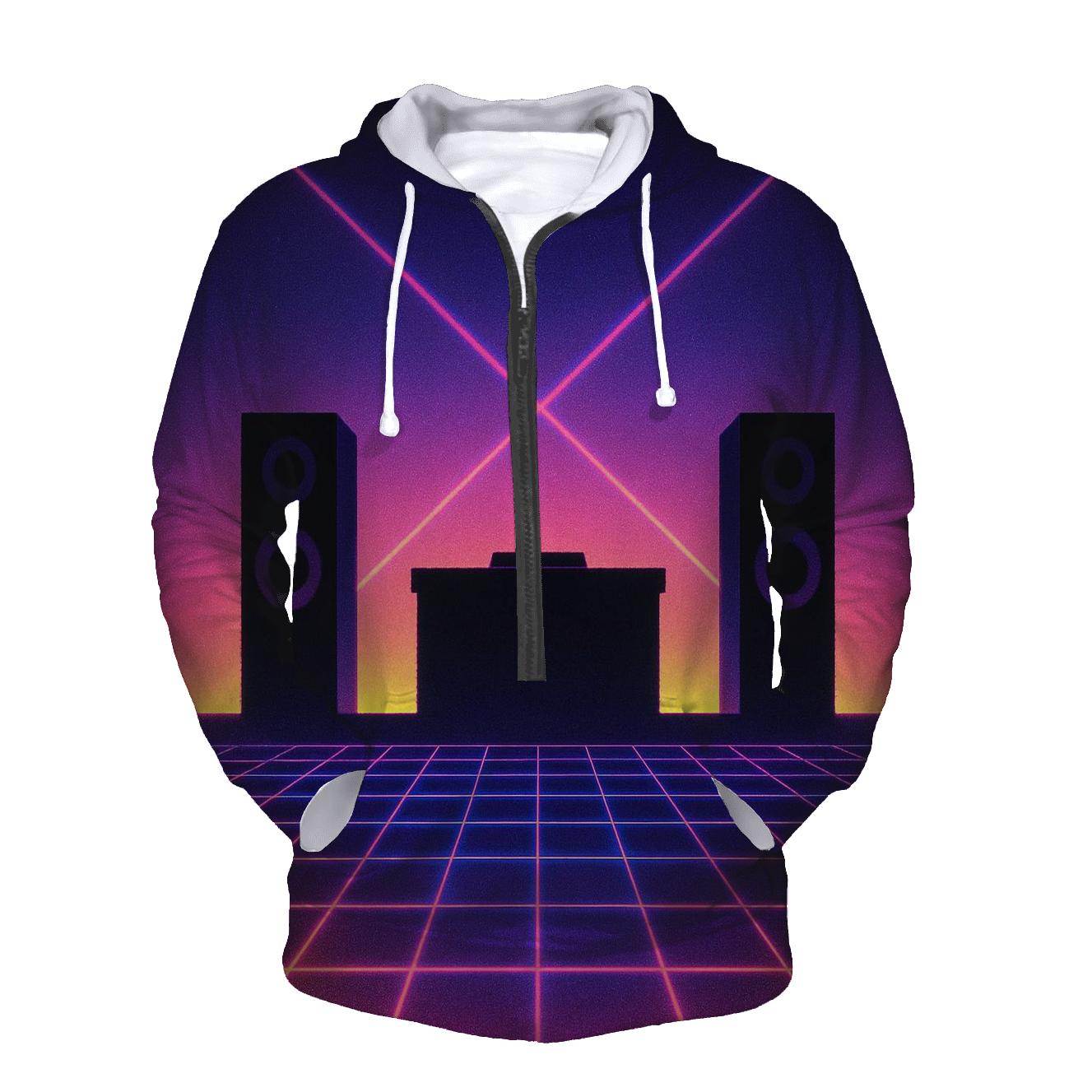 Neon Stage Silhouette Grid hoodie styles