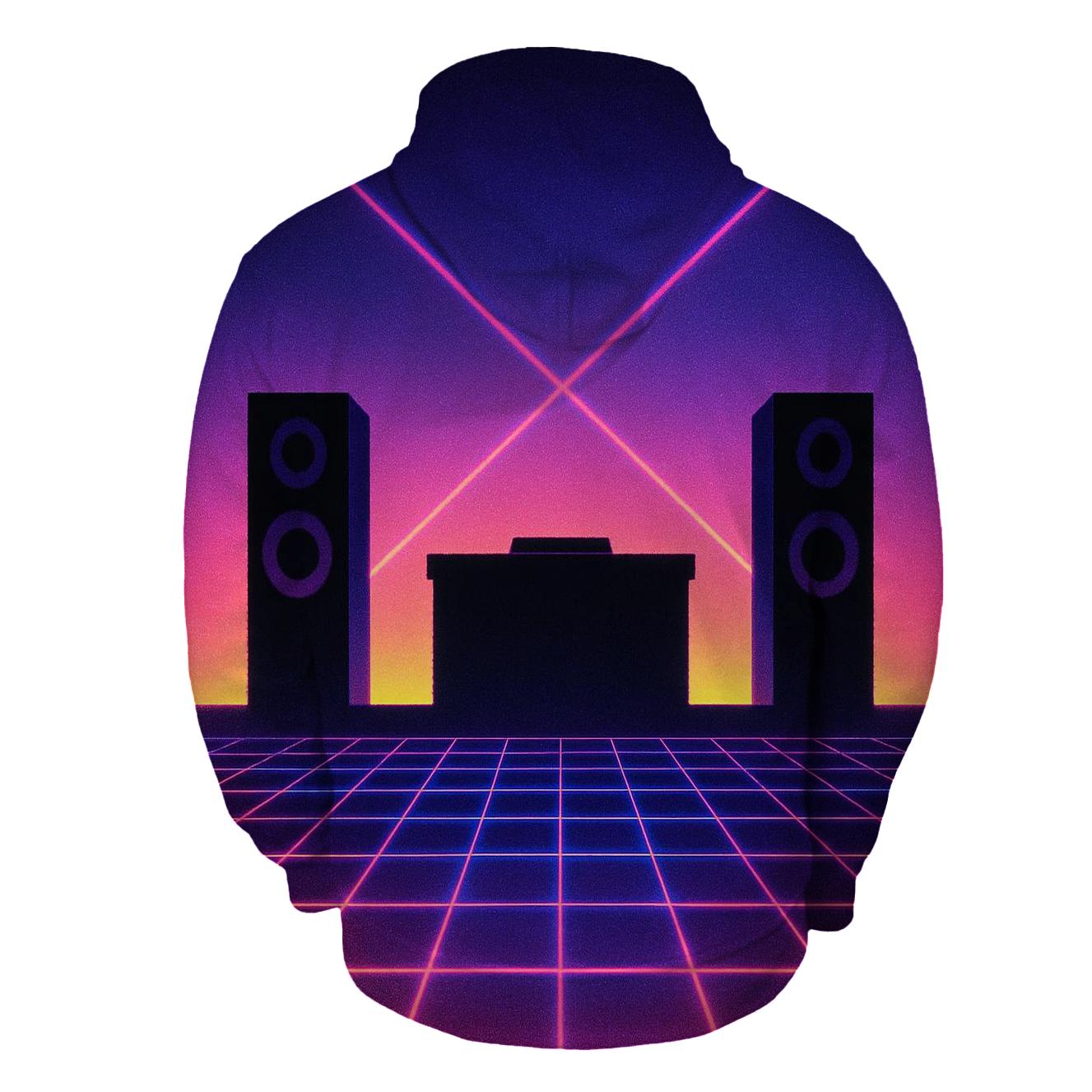 Neon Stage Silhouette Grid hoodie styles