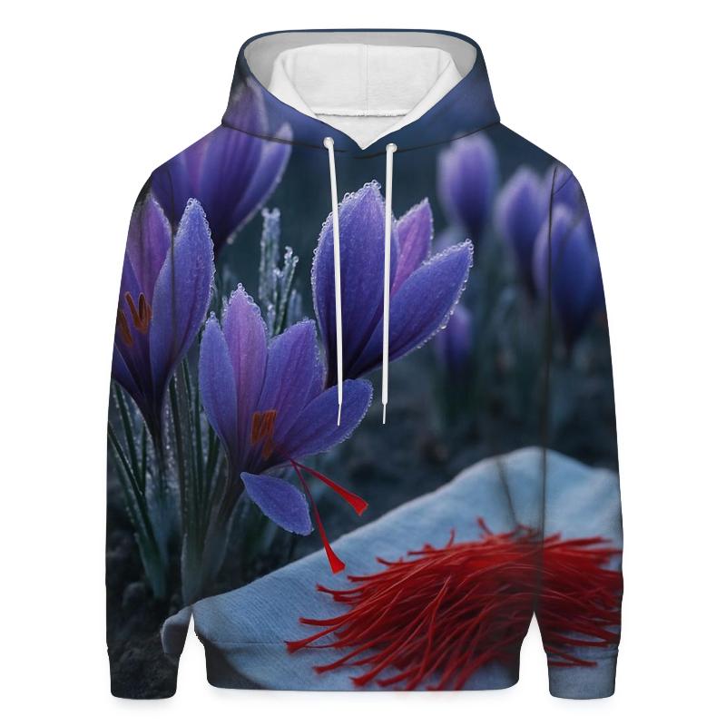 Saffron Crocus Harvest In Early Frost embroidered hoodies