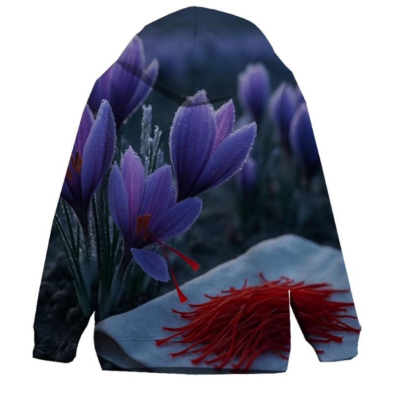 Saffron Crocus Harvest In Early Frost embroidered hoodies