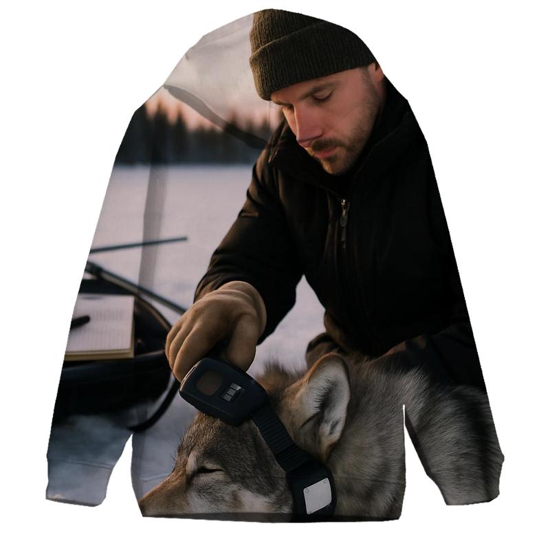 Radio Collar Check In Winter Capture Corridor printed hoodies
