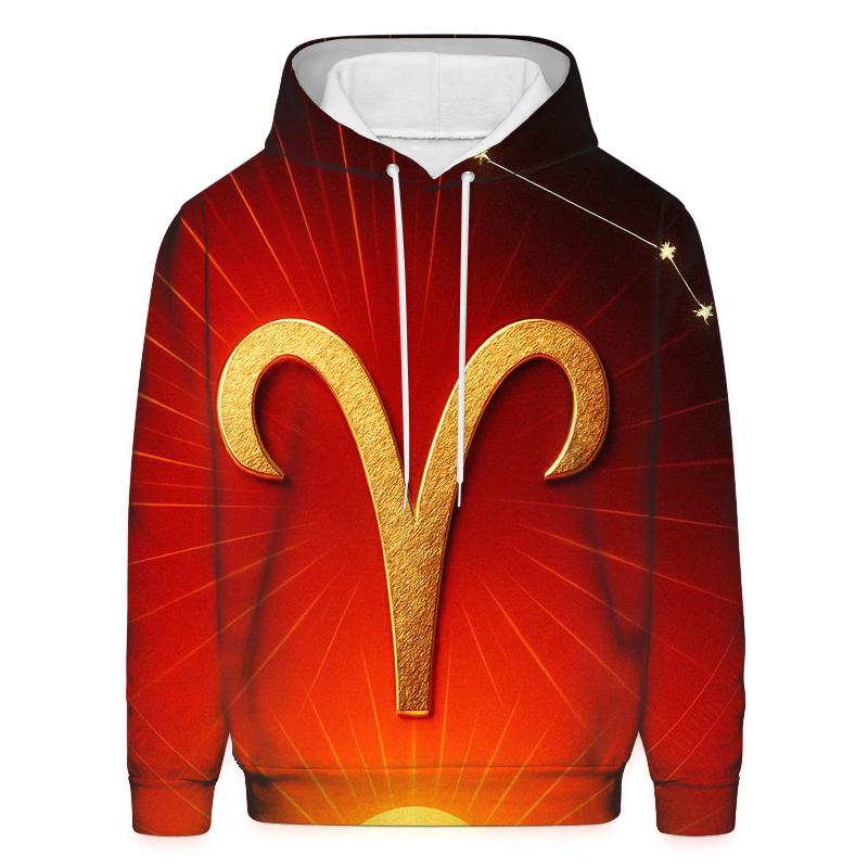Aries Ram Horns Solar Ascendant embroidered hoodies
