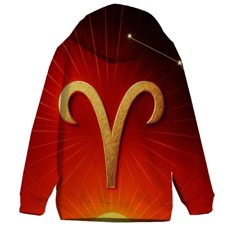Aries Ram Horns Solar Ascendant embroidered hoodies