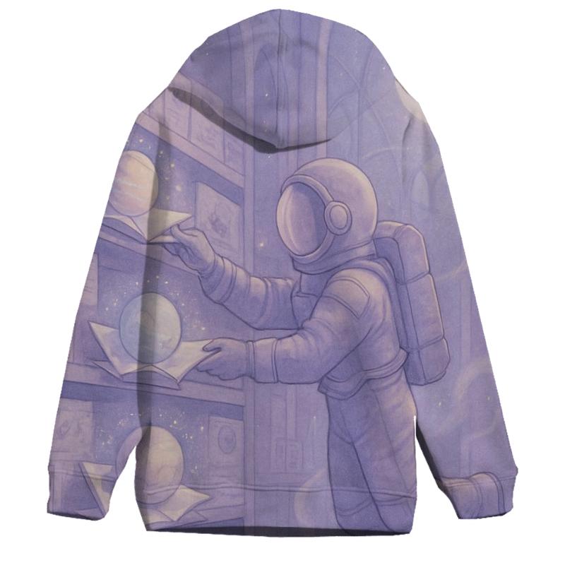Moonlit Library Of Paper Planets graphic hoodies