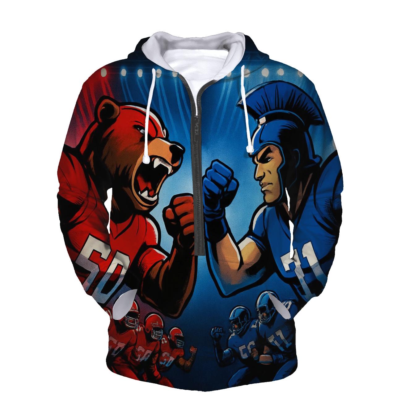 Mascot Armor Showdown On Gridiron Stage embroidered hoodies