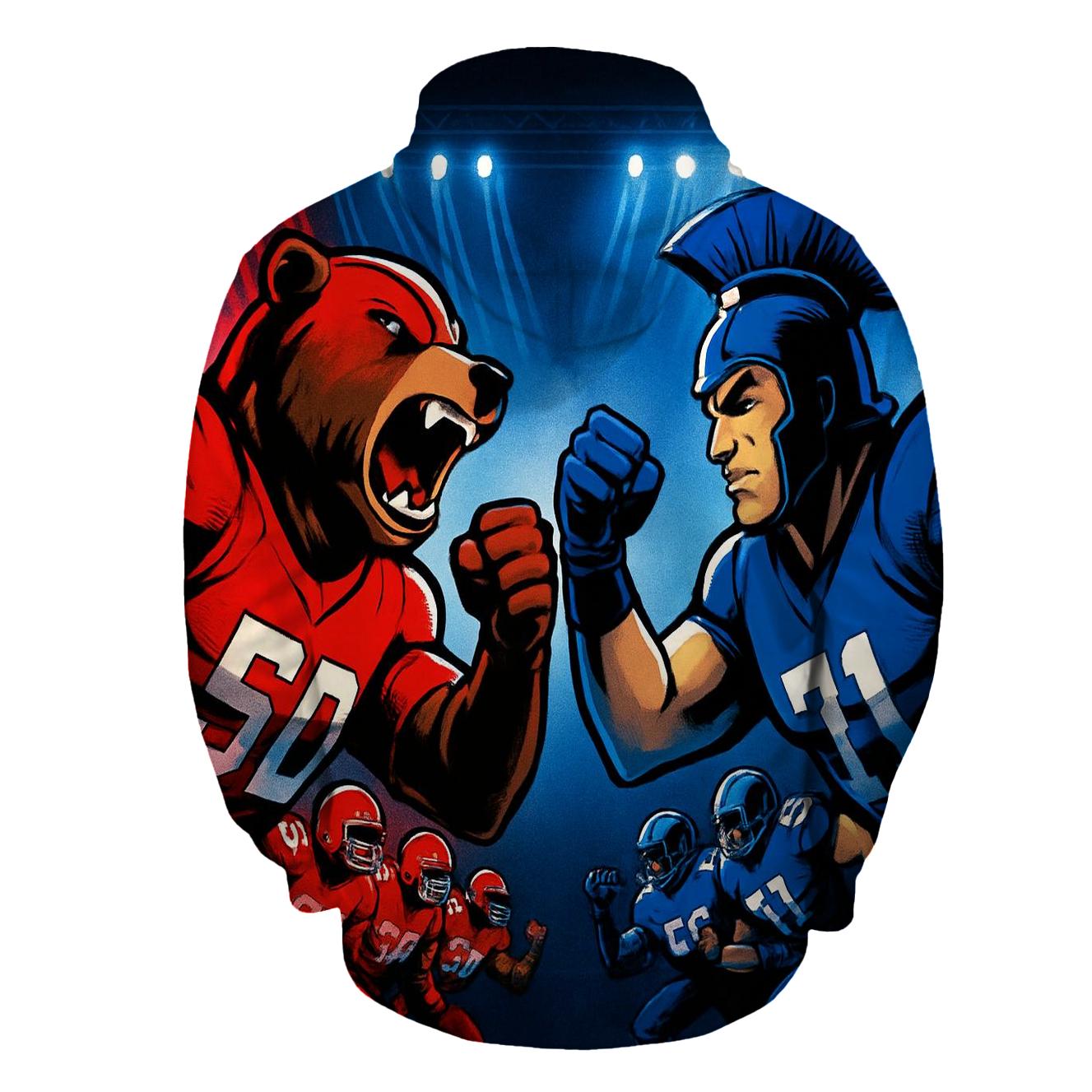 Mascot Armor Showdown On Gridiron Stage embroidered hoodies