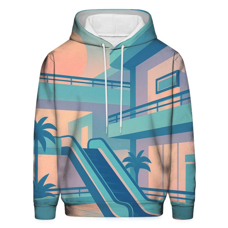 Vaporwave Mall Atrium Silhouette printed hoodies