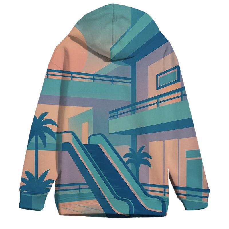 Vaporwave Mall Atrium Silhouette printed hoodies