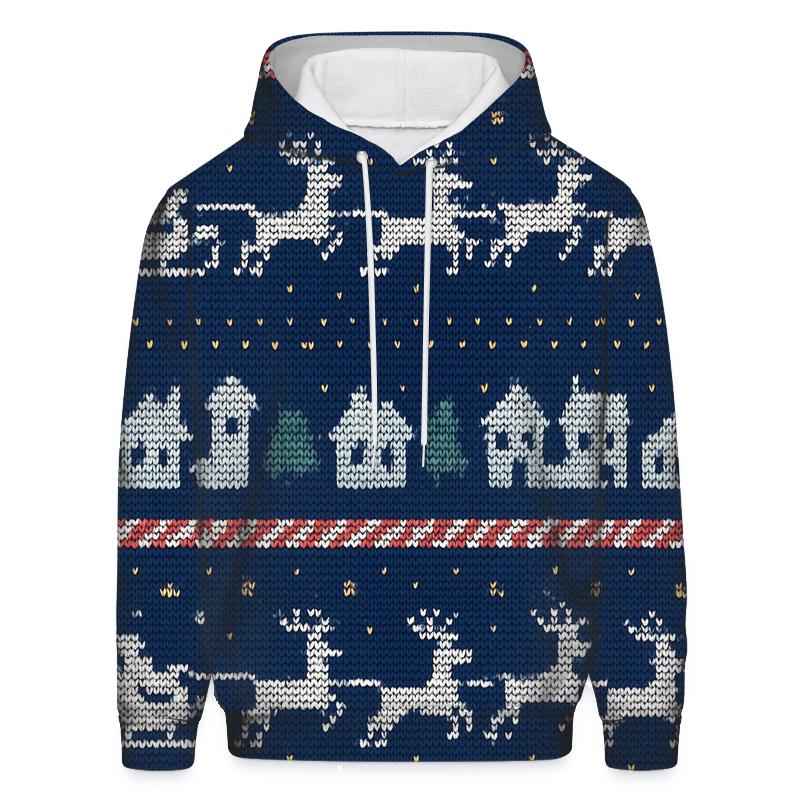 Santa Sleigh Skyline Stripe Design embroidered hoodies