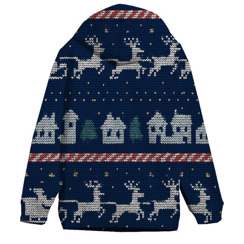 Santa Sleigh Skyline Stripe Design embroidered hoodies