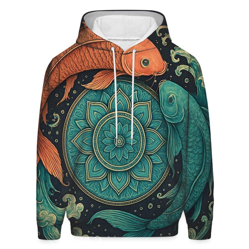 Koi Fish Portal Mandala designer hoodies
