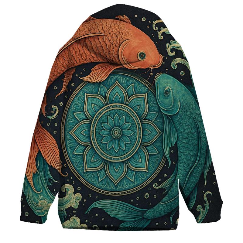 Koi Fish Portal Mandala designer hoodies