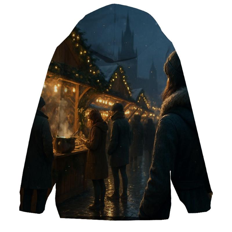 Christmas Market Under Lantern Bokeh graphic hoodies