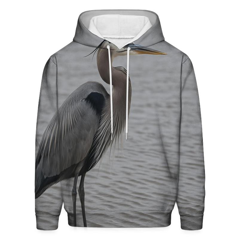 Mudflat Sentinel Great Blue Heron zip-up hoodies