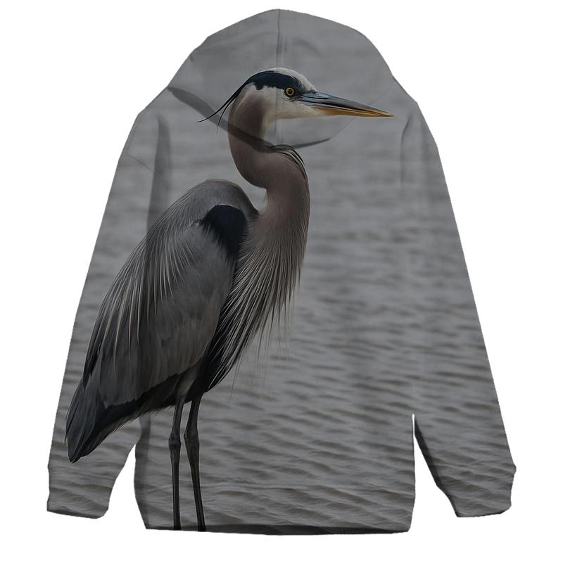 Mudflat Sentinel Great Blue Heron zip-up hoodies