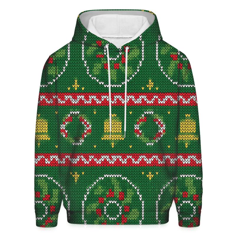 Holly Wreath Pinwheel Bands Design embroidered hoodies