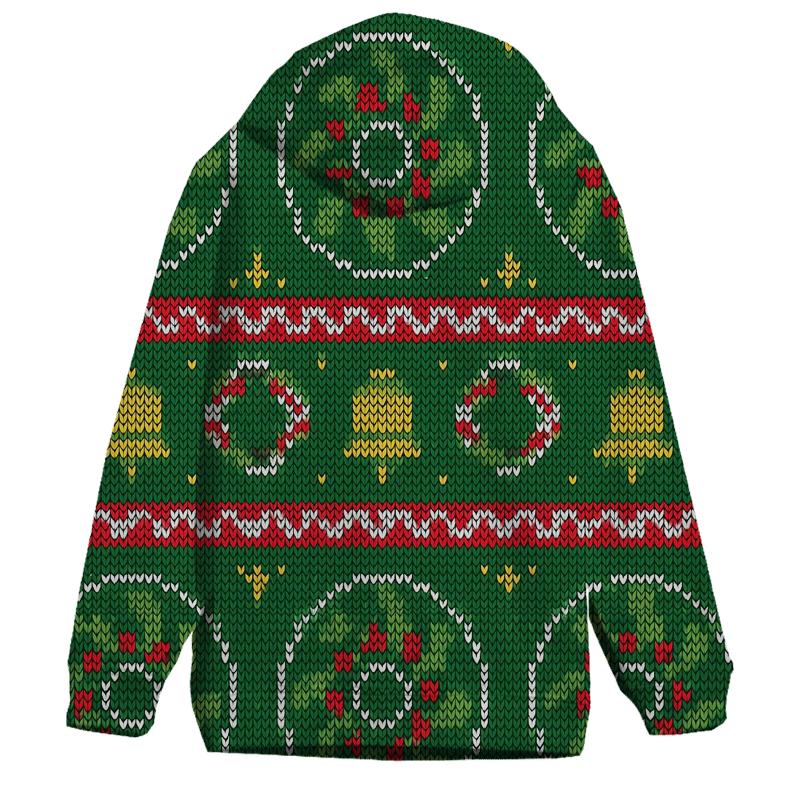 Holly Wreath Pinwheel Bands Design embroidered hoodies