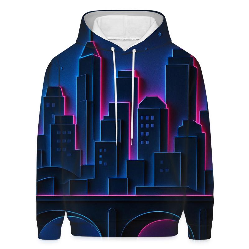 Neon Skyline Paper Cut Layers hoodies fashion