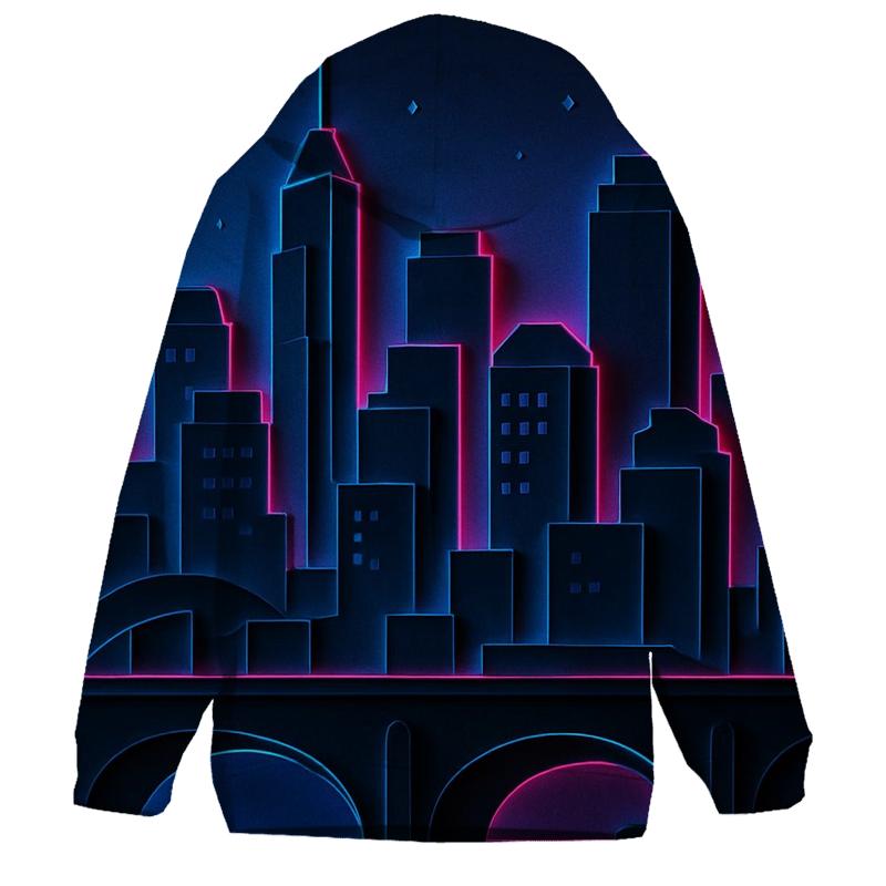 Neon Skyline Paper Cut Layers hoodies fashion