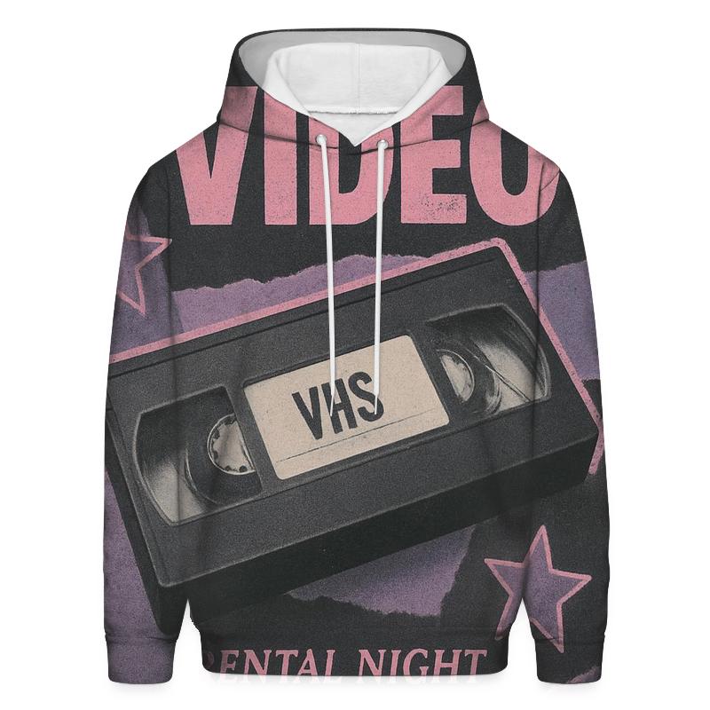 Classic 1990s VHS Rental Night Collage embroidered hoodies