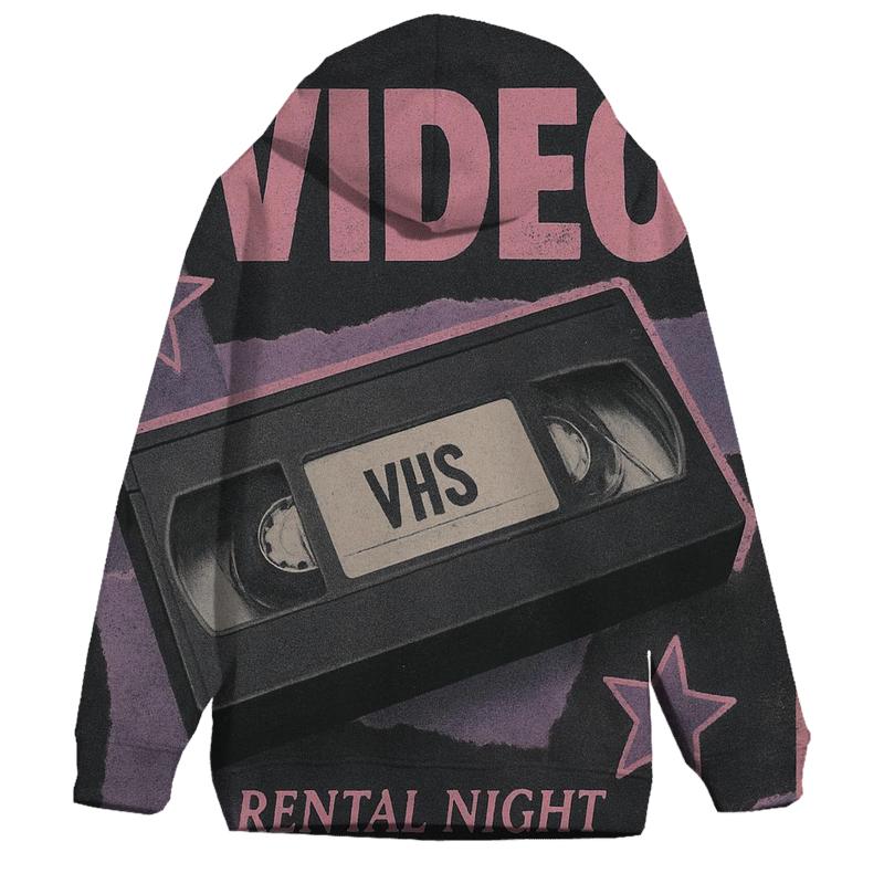 Classic 1990s VHS Rental Night Collage embroidered hoodies
