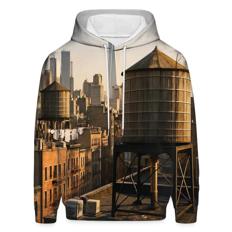 Chinatown Rooftop Water Towers Facing Downtown lightweight hoodies