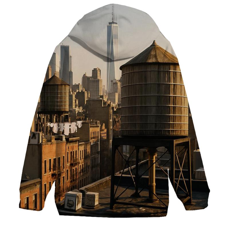 Chinatown Rooftop Water Towers Facing Downtown lightweight hoodies