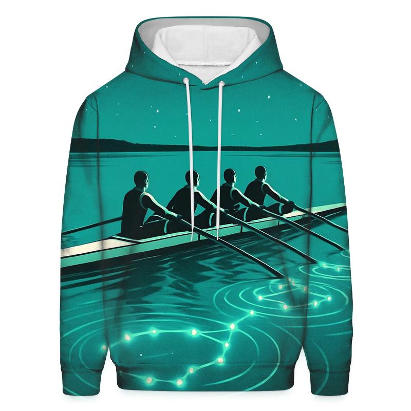 Turquoise Rowing Constellation Stroke graphic hoodies