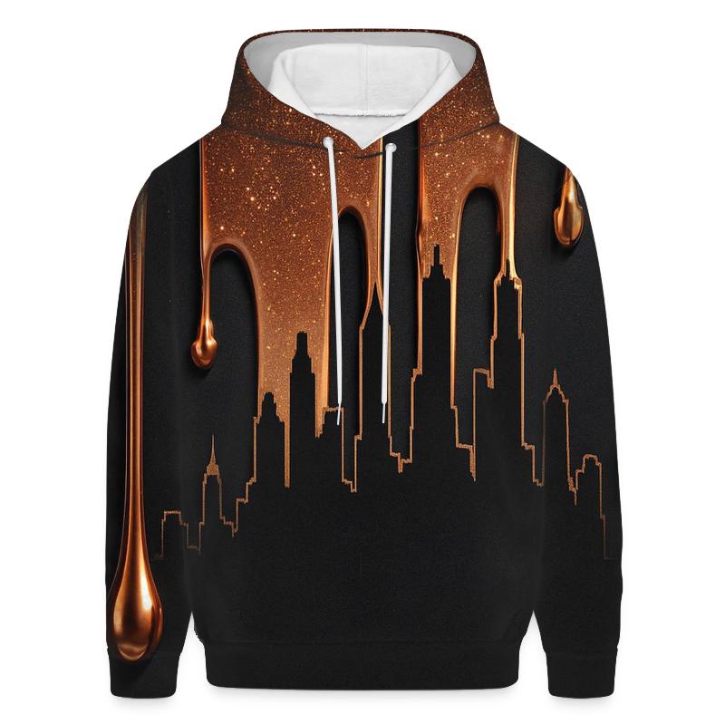 Copper Bronze Metallic Drip Skyline designer hoodies