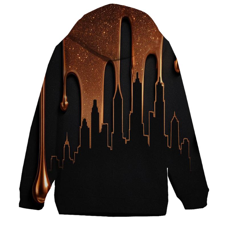 Copper Bronze Metallic Drip Skyline designer hoodies