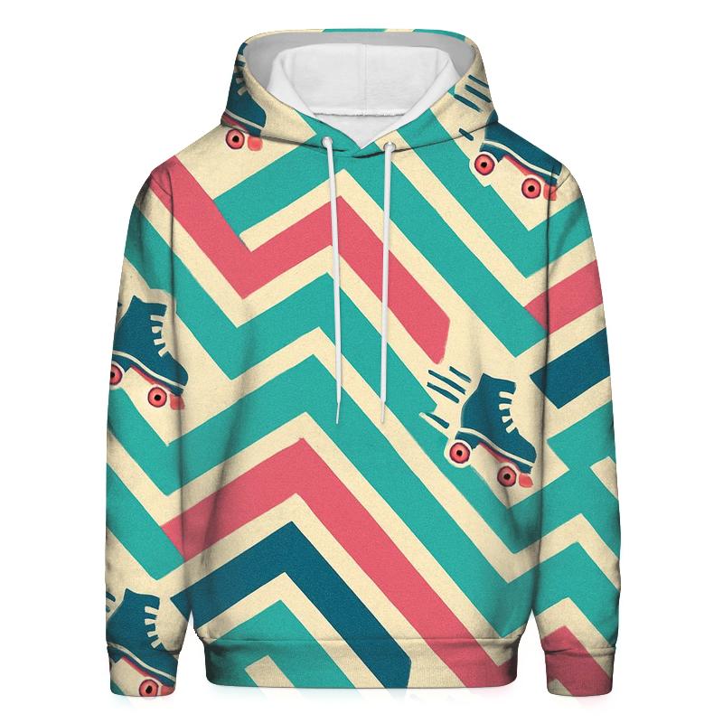 Funky Roller Rink Chevron Lanes graphic hoodies