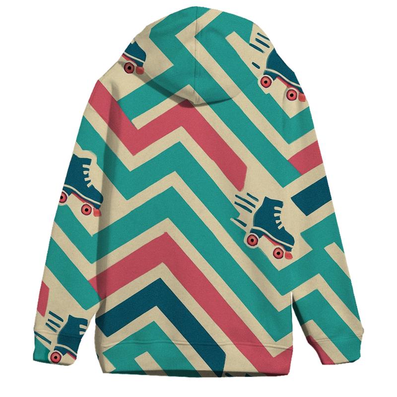 Funky Roller Rink Chevron Lanes graphic hoodies
