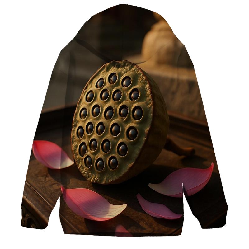Lotus Seed Pod On Carved Temple Tray premium hoodies
